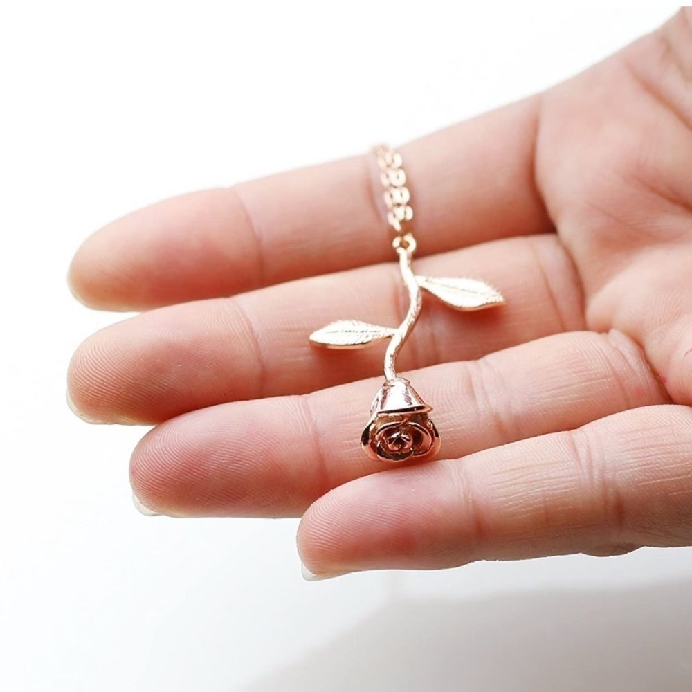 NEW! Dainty “Rose” 18K Rose Gold Pendant Necklace - Picture 4 of 7
